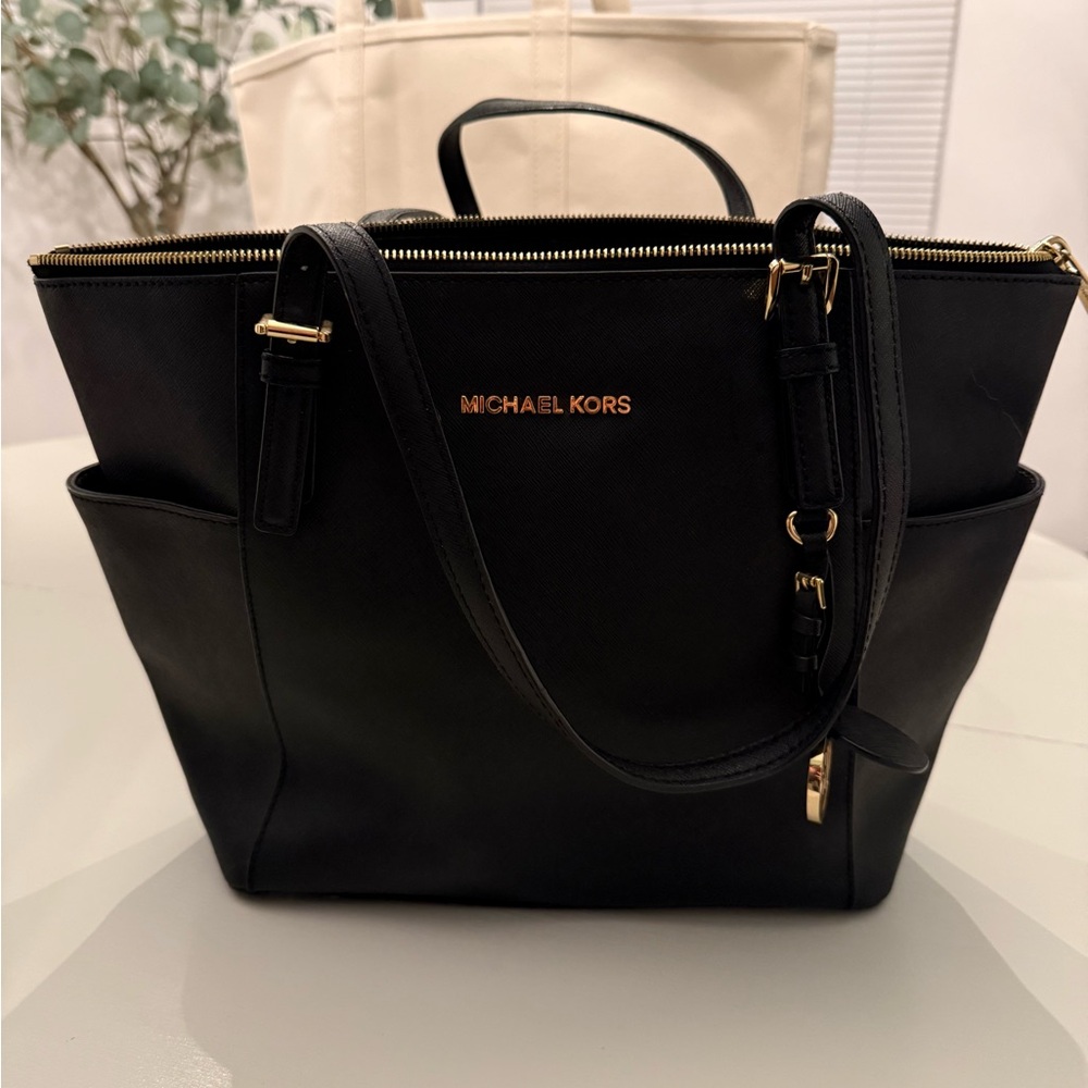 Michael Kors Black and Gold Tote Bag